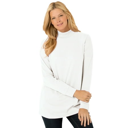 Woman Within Plus Size Perfect Long-Sleeve Mockneck Tee (Petite Available)