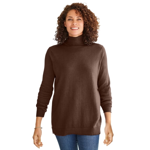 Woman Within Plus Size Perfect Long Sleeve Turtleneck Sweater