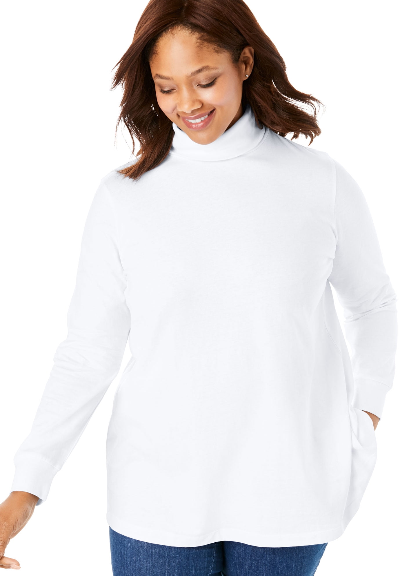 Women's plus top size turtleneck tops