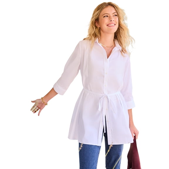 Woman Within Plus Size Perfect Pocket Long Shirt