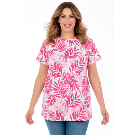 Woman Within Plus Size Perfect Printed Crewneck Tunic