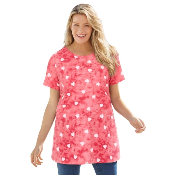 Woman Within Plus Size Perfect Printed Crewneck Tunic