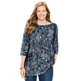 thumbnail image 1 of Woman Within Plus Size Perfect Printed Elbow-Sleeve Boatneck Tee, 1 of 1