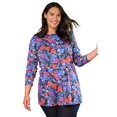 thumbnail image 1 of Woman Within Plus Size Perfect Printed Long-Sleeve Crewneck Tee, 1 of 3