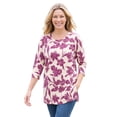 thumbnail image 1 of Woman Within Plus Size Perfect Printed Long-Sleeve Crewneck Tunic, 1 of 3