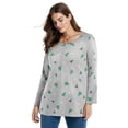thumbnail image 1 of Woman Within Plus Size Perfect Printed Long-Sleeve Henley Tee, 1 of 1