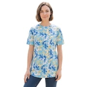Woman Within Plus Size Perfect Printed Short-Sleeve Crewneck Tee