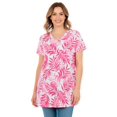 thumbnail image 1 of Woman Within Plus Size Perfect Printed Short-Sleeve Shirred V-Neck Tunic, 1 of 6