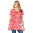 thumbnail image 1 of Woman Within Plus Size Perfect Printed Short-Sleeve Shirred V-Neck Tunic, 1 of 6