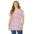 thumbnail image 1 of Woman Within Plus Size Perfect Printed Short-Sleeve V-Neck Tee, 1 of 6