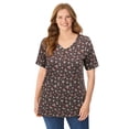 thumbnail image 1 of Woman Within Plus Size Perfect Printed Short-Sleeve V-Neck Tee, 1 of 6