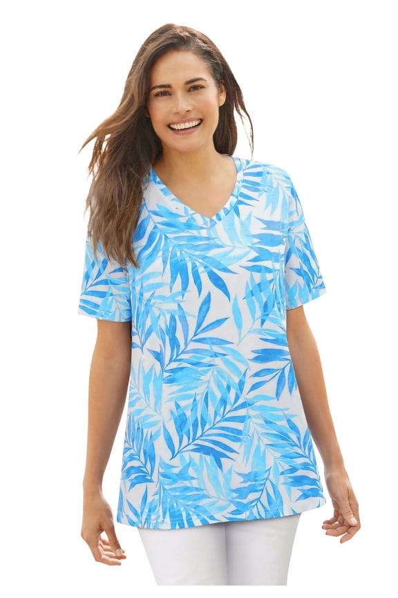 Plus Size Perfect Printed Short-Sleeve V-Neck Tee