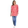 thumbnail image 1 of Woman Within Plus Size Perfect Printed Three-Quarter Sleeve Crewneck Tunic, 1 of 2