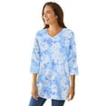 thumbnail image 1 of Woman Within Plus Size Perfect Printed Three-Quarter Sleeve V-Neck Tee, 1 of 5