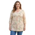 thumbnail image 1 of Woman Within Plus Size Perfect Printed Three-Quarter-Sleeve V-Neck Tunic, 1 of 6