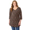 thumbnail image 1 of Woman Within Plus Size Perfect Printed Three-Quarter-Sleeve V-Neck Tunic, 1 of 6