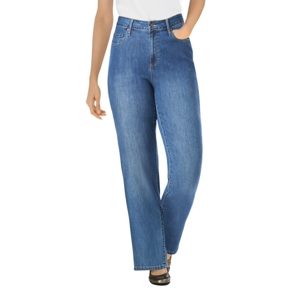 Woman Within Plus Size Perfect Relaxed All-Cotton Denim Five-Pocket Jeans