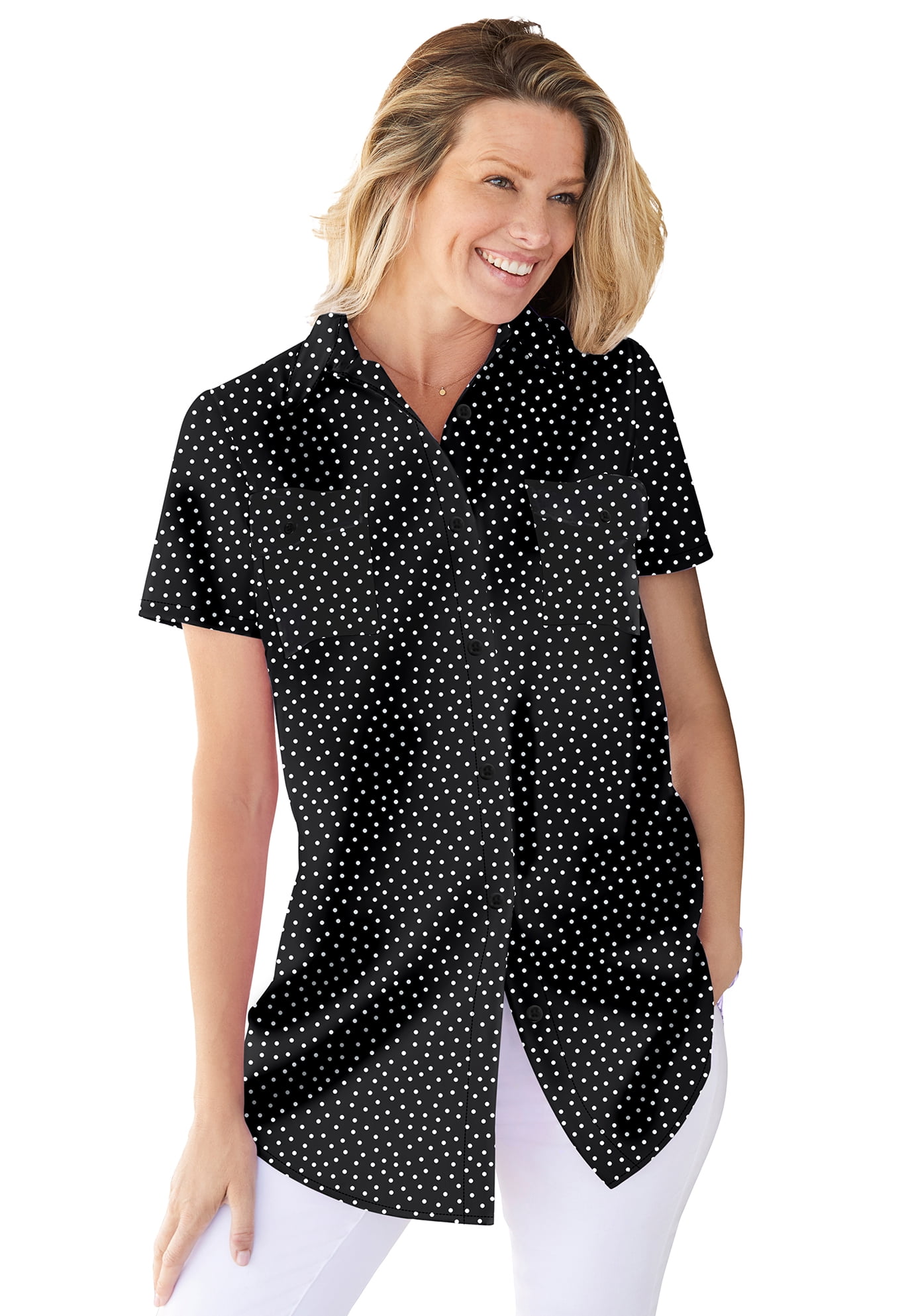 Oversized Button-Down Tunic Shirt main image 1