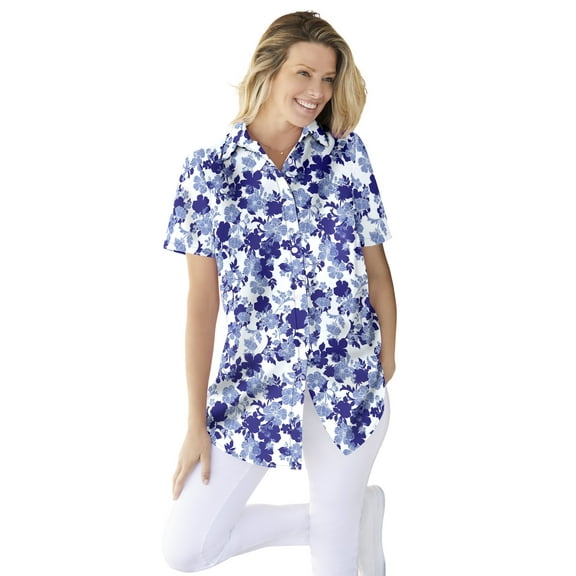 Woman Within Plus Size Petite Perfect Short Sleeve Shirt