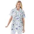 thumbnail image 1 of Woman Within Plus Size Perfect Short Sleeve Button-Down Shirt Oversized Tunic Blouse, 1 of 4