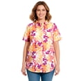 thumbnail image 1 of Woman Within Plus Size Perfect Short Sleeve Button-Down Shirt Oversized Tunic Blouse, 1 of 5