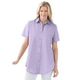 thumbnail image 1 of Woman Within Plus Size Perfect Short Sleeve Button-Down Shirt Oversized Tunic Blouse, 1 of 5