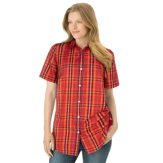 Woman Within Plus Size Petite Perfect Short Sleeve Shirt