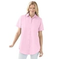 thumbnail image 1 of Woman Within Plus Size Perfect Short Sleeve Button-Down Shirt Oversized Tunic Blouse, 1 of 4