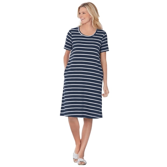 Woman Within Plus Size Perfect Short-Sleeve Crewneck Tee Dress
