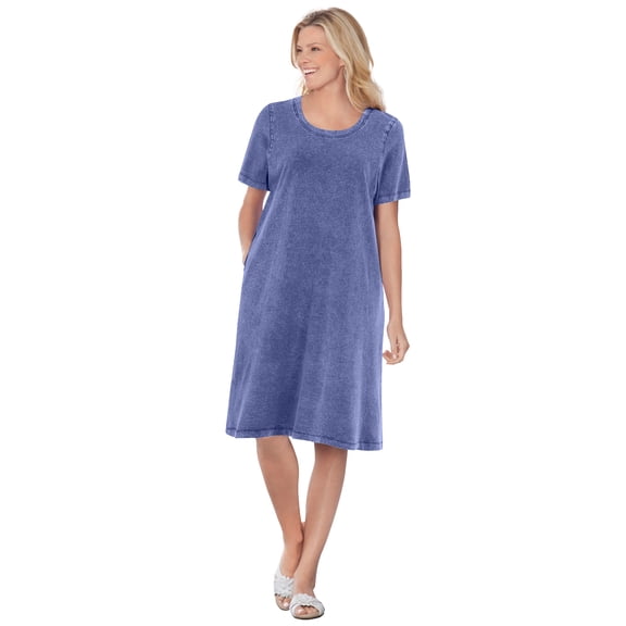 Woman Within Plus Size Perfect Short-Sleeve Crewneck Tee Dress