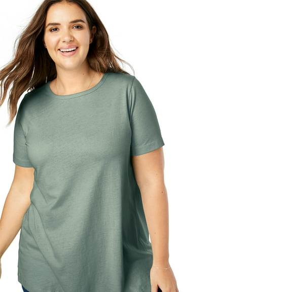 Woman Within Plus Size Perfect Short-Sleeve Crewneck Tee