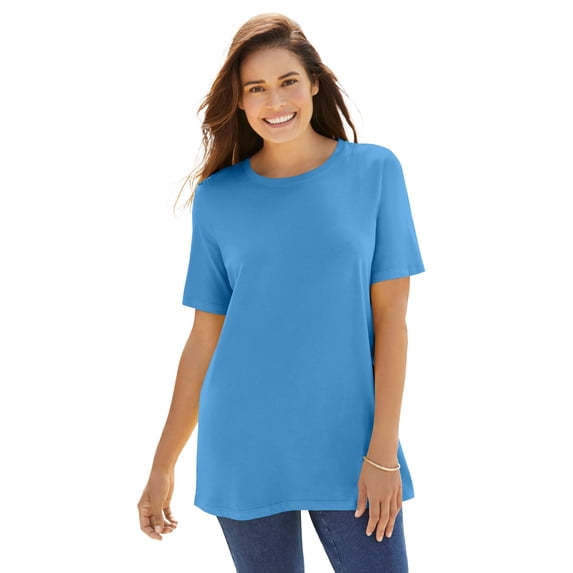 Woman Within Plus Size Perfect Short-Sleeve Crewneck Cotton Tee