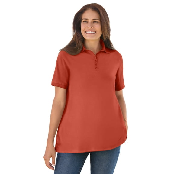 Woman Within Plus Size Perfect Short-Sleeve Polo Shirt
