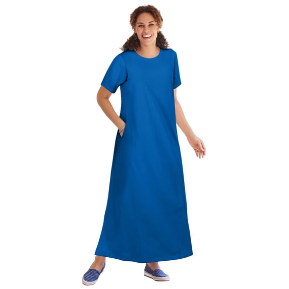 Woman Within Plus Size Perfect Short-Sleeve Scoopneck Maxi Tee Dress