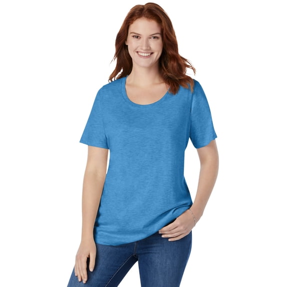 Woman Within Plus Size Perfect Short-Sleeve Scoopneck Tee