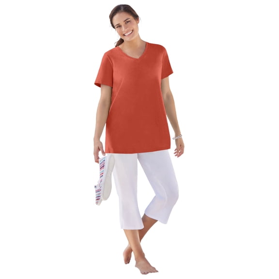 Woman Within Plus Size Perfect Short-Sleeve V-Neck Tee (Petite Available)