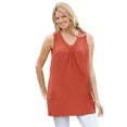 thumbnail image 1 of Woman Within Plus Size Perfect Sleeveless Shirred V-Neck Tunic, 1 of 3
