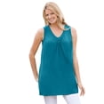 thumbnail image 1 of Woman Within Plus Size Perfect Sleeveless Shirred V-Neck Tunic, 1 of 6