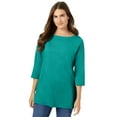 thumbnail image 1 of Woman Within Plus Size Perfect Three-Quarter Sleeve Boatneck Tee, 1 of 6
