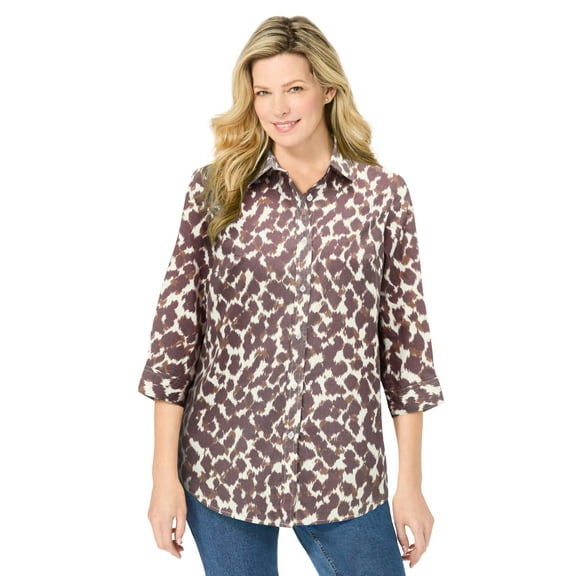 Woman Within Plus Size Perfect Three Quarter Sleeve Shirt
