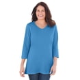 thumbnail image 1 of Woman Within Plus Size Perfect Three-Quarter Sleeve V-Neck Tee (Petite Available), 1 of 6