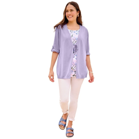 Woman Within Plus Size Perfect Tie-Front Bow Cardigan