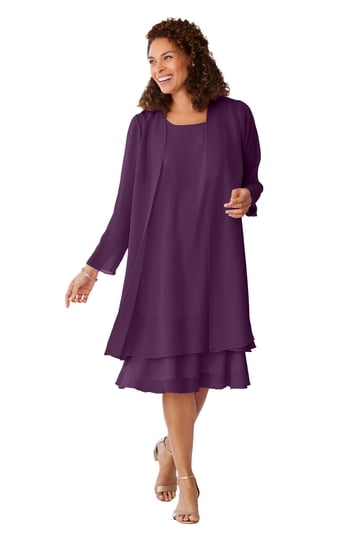 white christmas dresses R&M Richards 7959W Short Plus Size Jacket Dress main image 0
