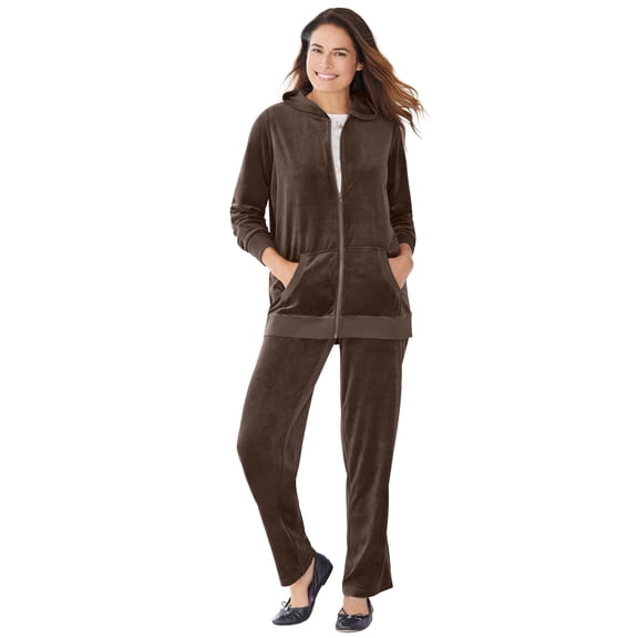 Woman Within Plus Size Petite 2-Piece Velour Hoodie Set