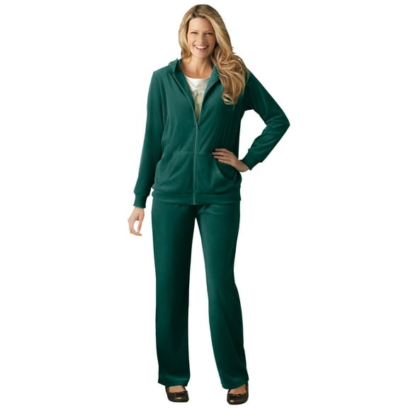 Woman Within Plus Size Petite 2-Piece Velour Hoodie Set