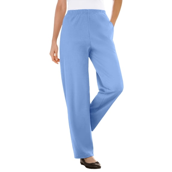 Woman Within Plus Size Petite 7-Day Knit Ribbed Straight-Leg Pull-On Pants