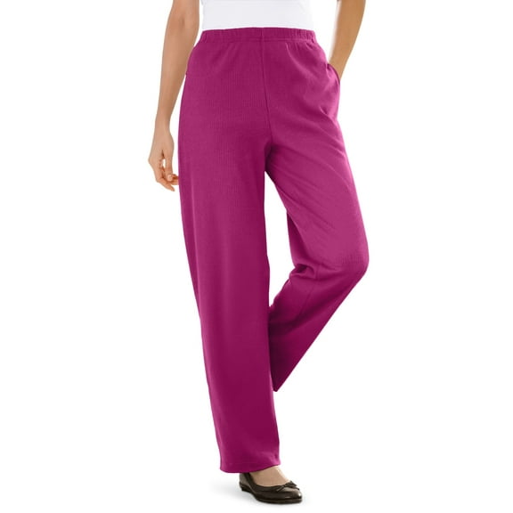Woman Within Plus Size Petite 7-Day Knit Ribbed Straight-Leg Pull-On Pants