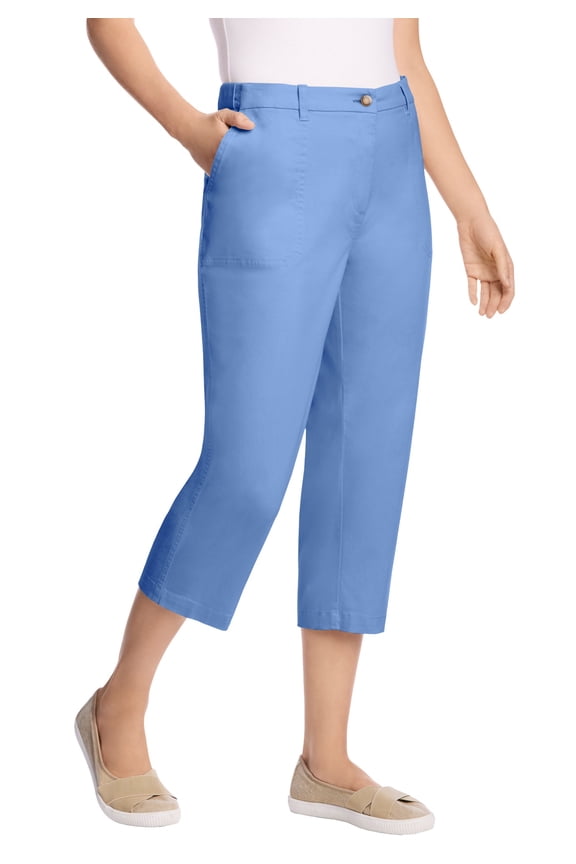 Plus Size Petite Adjustable Waist Chino Capri