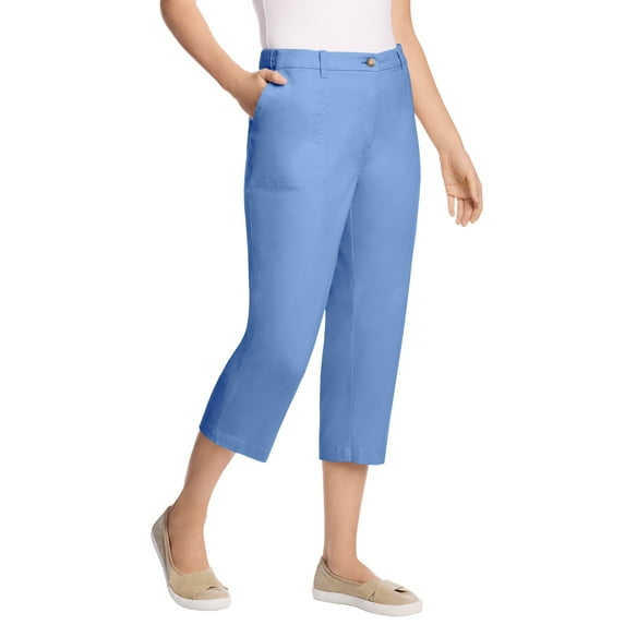 Woman Within Plus Size Petite Adjustable Waist Chino Capri