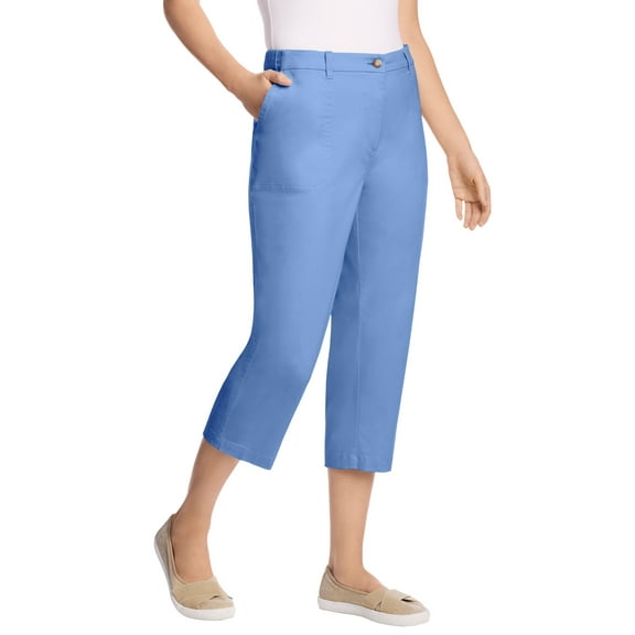 Woman Within Plus Size Petite Adjustable Waist Chino Capri